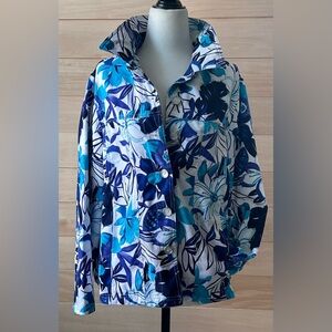 TanJay petites Size 12P floral print lightweight jacket button up 2 pockets